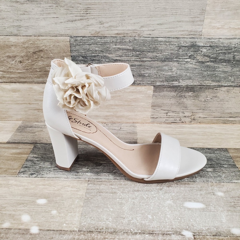 LifeStride Adore Me Womens Sandals Sz 8 M White Leather Adjustable Ankle Strap